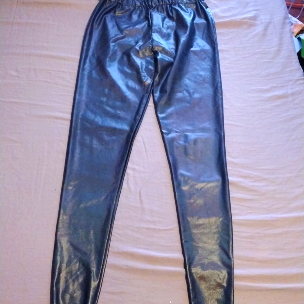 S-M faux holochromatic leather leggings